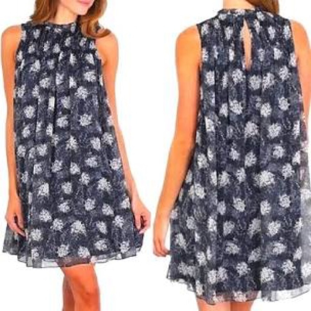 Joie High Neck Smocked Flowy Baltic Print Mini Dress Size 2X